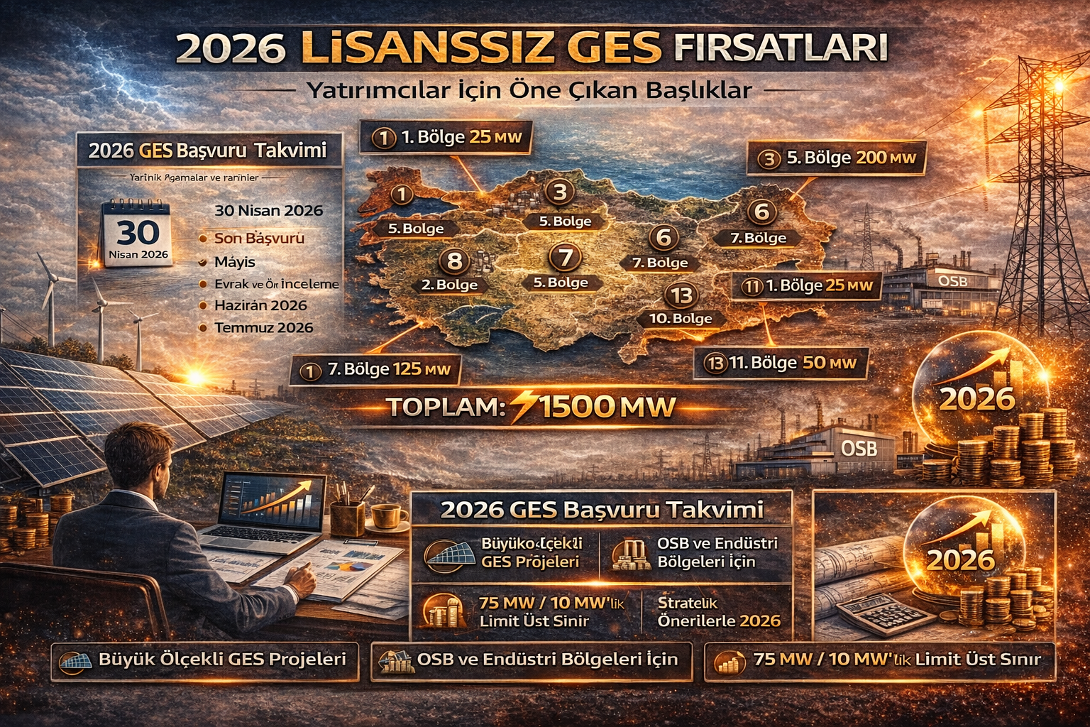 EPDK 2026 Lisanssız Elektrik Üretimi Kapasite Kararı: 1500 MW Dağılımı, Başvuru Süreci ve Yatırımcı Rehberi