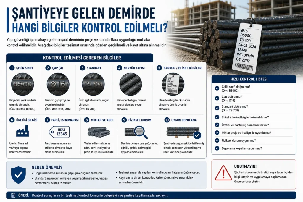 Şantiyeye Gelen Demirde Hangi Bilgiler Kontrol Edilmeli